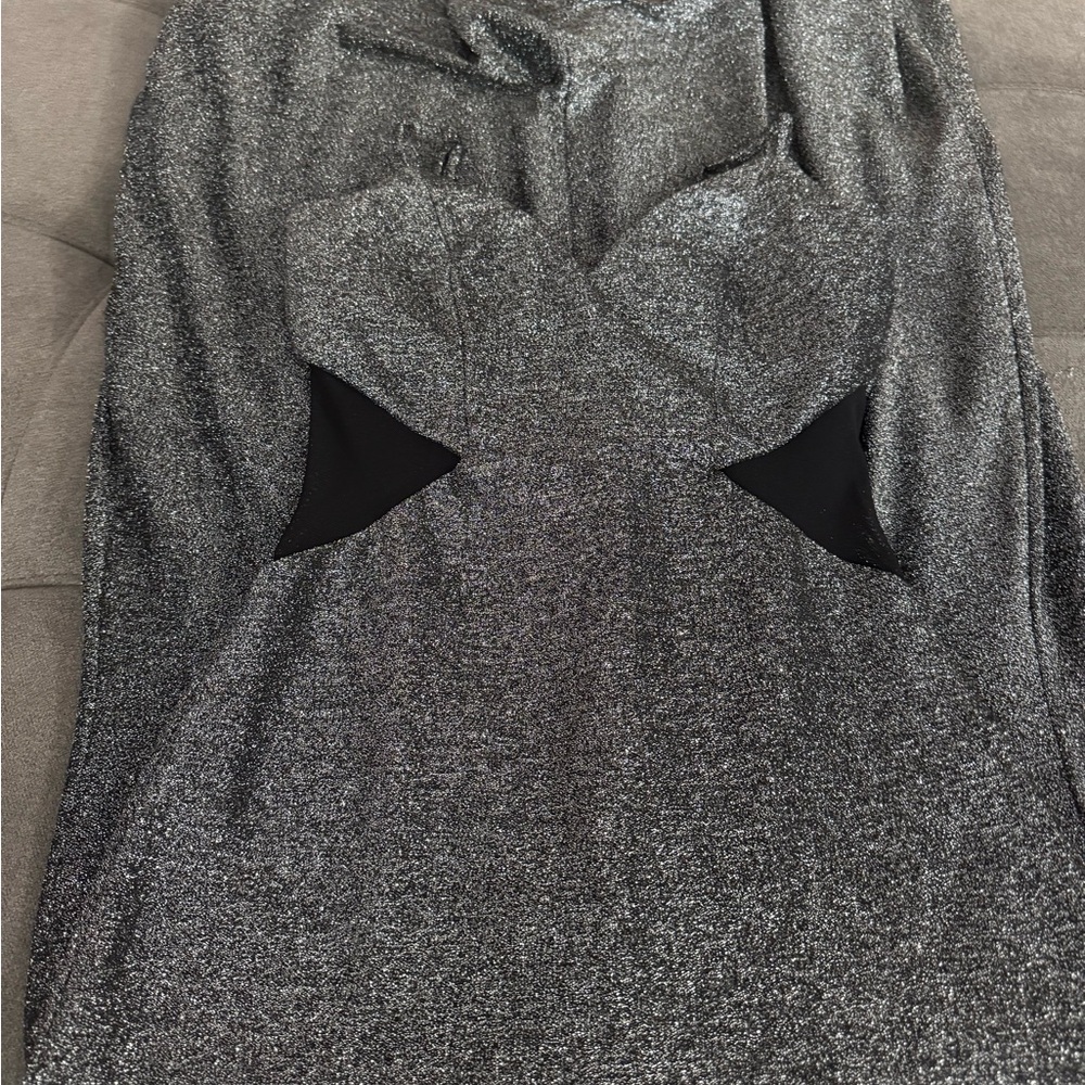 Trixxi Gray Midi Pencil Dress with Cut Out Design